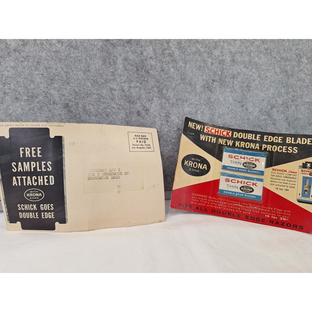Vintage Schick Krona Edge Double Edge Razor Blades Promotional Sample Mailer